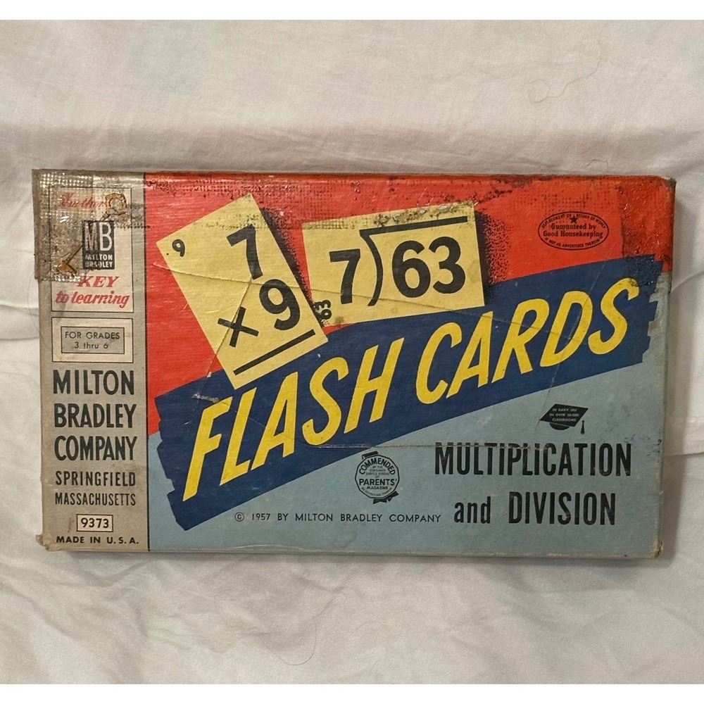 1957 Milton Bradley Flash Cards – Multiplication and Division Vintage Nostalgia